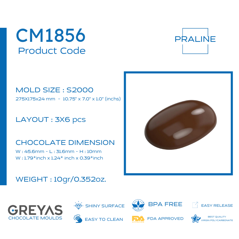 CM 1856 PRALİN ÇİKOLATA KALIBI - GREYAS CHOCOLATE MOULDS