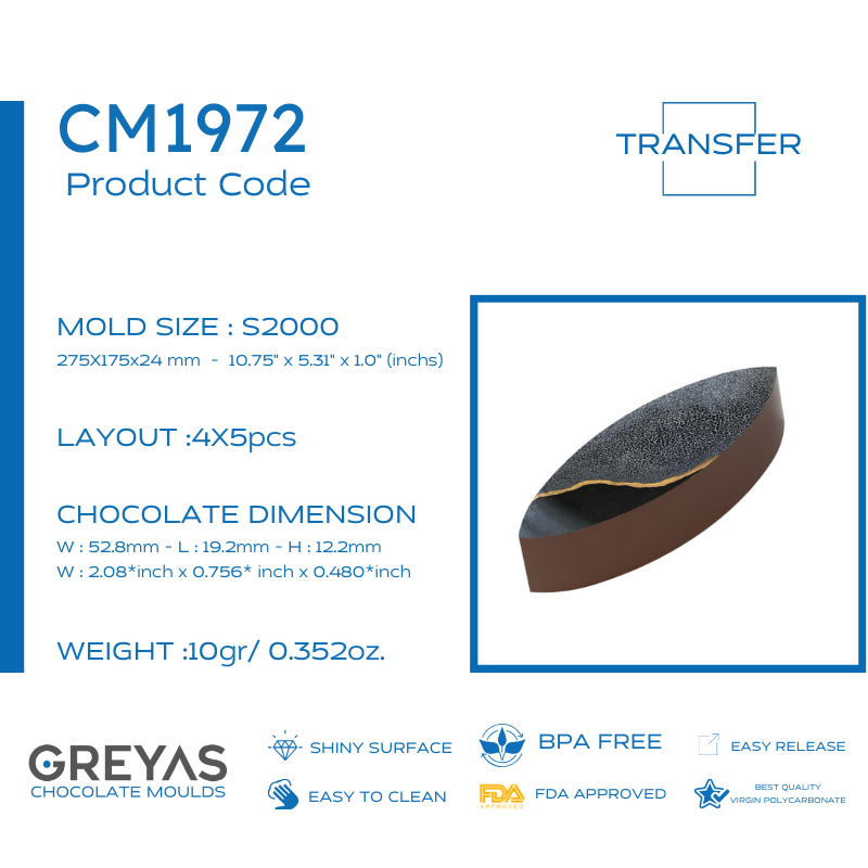 CM 1972 ENDÜSTRİYEL TRANSFER ÇİKOLATA KALIBI - GREYAS CHOCOLATE MOULDS