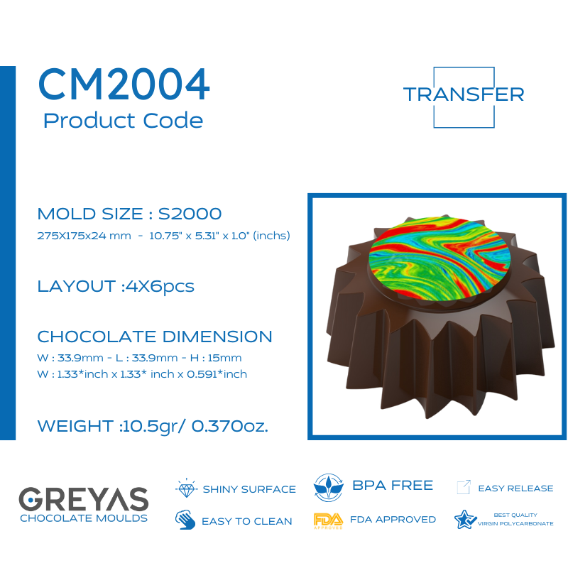 CM 2004 TRANSFER ÇİKOLATA KALIBI - GREYAS CHOCOLATE MOULDS