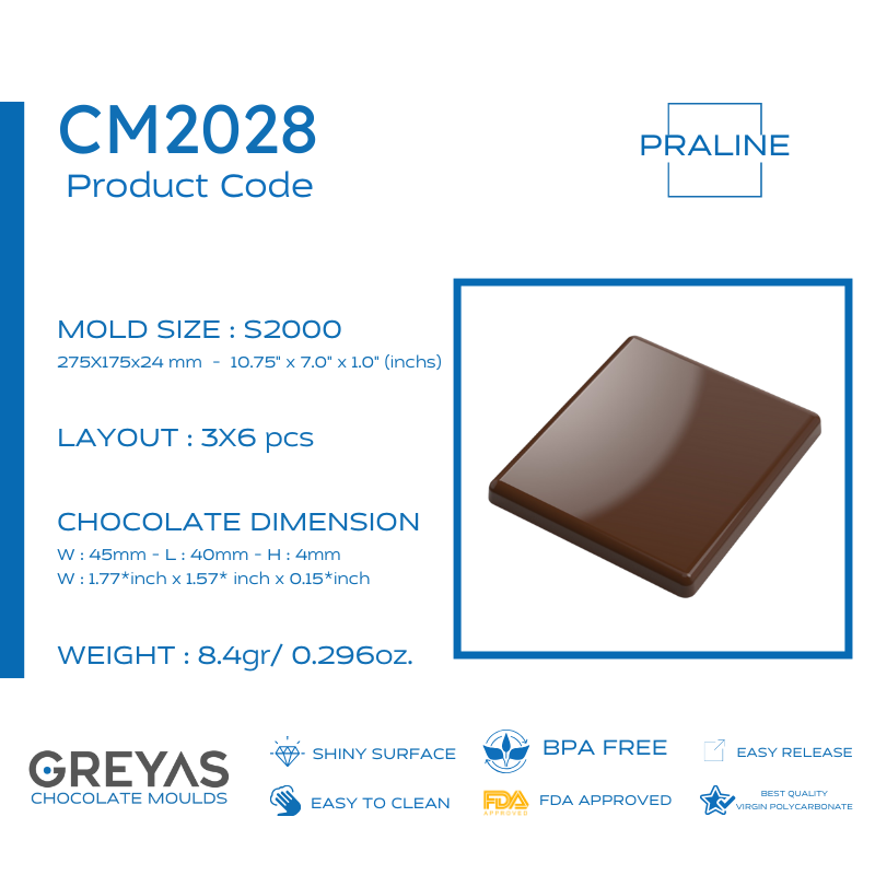 CM 2028 MADLEN ÇİKOLATA KALIBI - GREYAS CHOCOLATE MOULDS