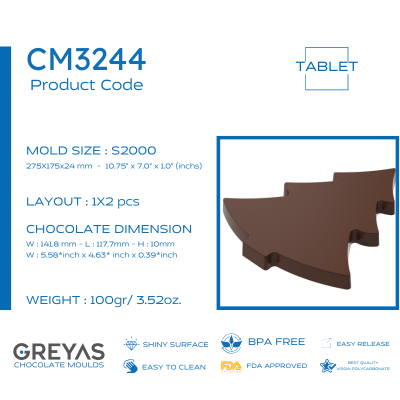 CM 3244  TABLET ÇİKOLATA KALIBI - GREYAS CHOCOLATE MOULDS