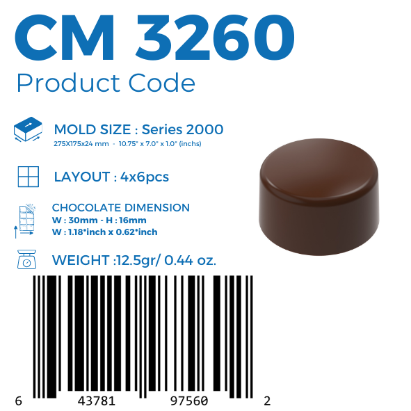 CM 3260 CIRCLE 12,5gr PRALINE CHOCOLATE MOULD
