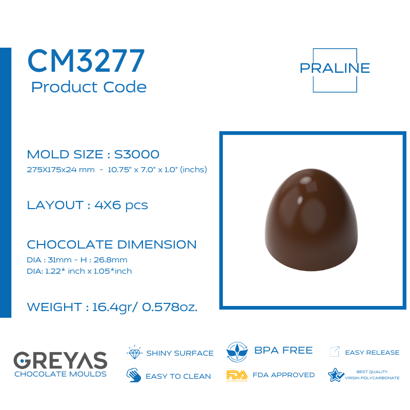 CM 3277 KUPPEL 16,4g BONBON SCHOKOLADENFORM