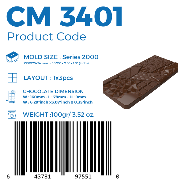 CM 3401 MOLDE PARA TABLETA DE CHOCOLATE