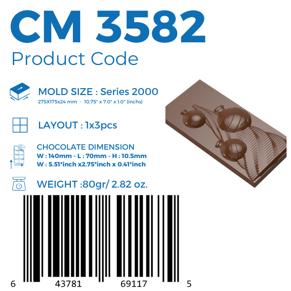 CM 3582 ORNAMENT CHRISTMAS TREE TABLET CHOCOLATE MOULD