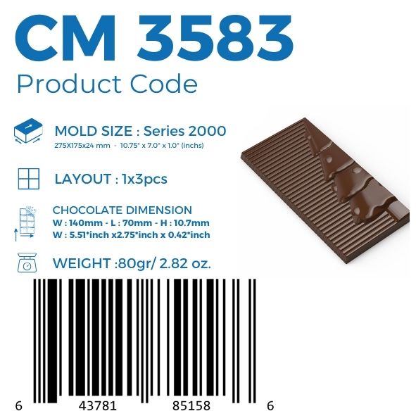 CM 3583 HALF CHRISTMAS TREE TABLET CHOCOLATE MOULD