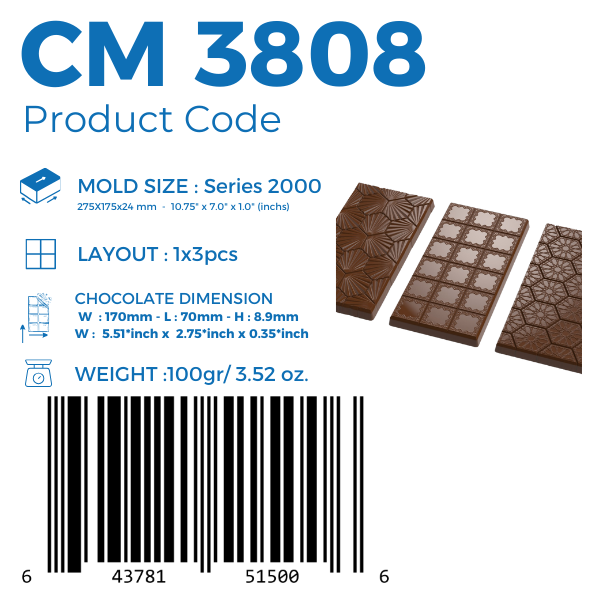 CM 3808 MOLDE PARA TABLETA DE CHOCOLATE