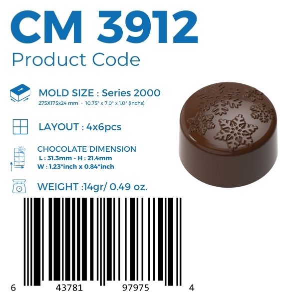 CM 3912 SNOWFLAKE 14gr PRALINE CHOCOLATE MOULD