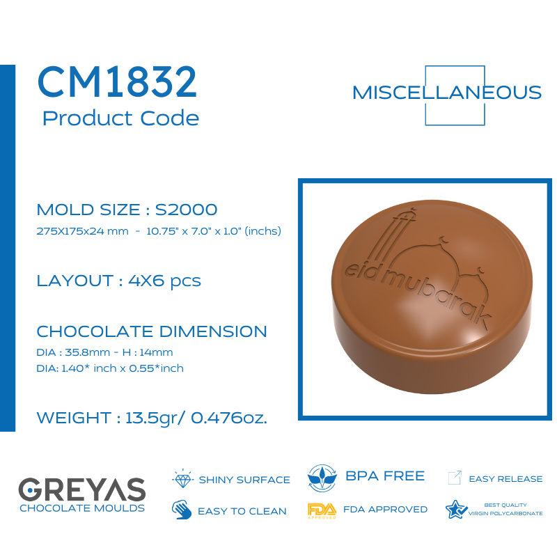 CM 1832 PRALİN ÇİKOLATA KALIBI - GREYAS CHOCOLATE MOULDS