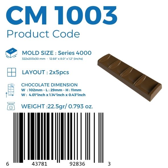 CM 1003 DOLGUSUZ BAR ÇİKOLATA KALIBI - GREYAS CHOCOLATE MOULDS