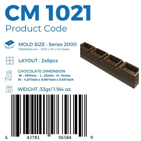 CM 1021 BAR ÇİKOLATA KALIBI - GREYAS CHOCOLATE MOULDS