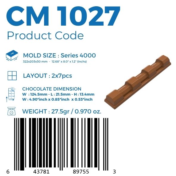 CM 1027 DOLGUSUZ BAR ÇİKOLATA KALIBI - GREYAS CHOCOLATE MOULDS