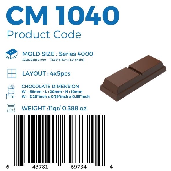 CM 1040 BAR ÇİKOLATA KALIBI - GREYAS CHOCOLATE MOULDS