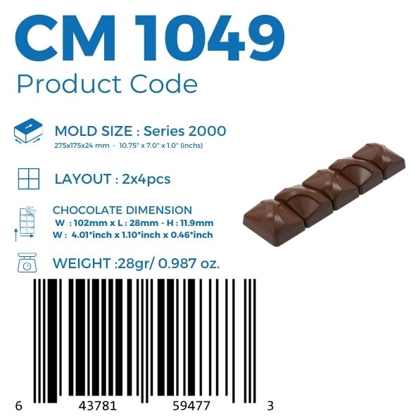 CM 1049 BAR ÇİKOLATA KALIBI - GREYAS CHOCOLATE MOULDS