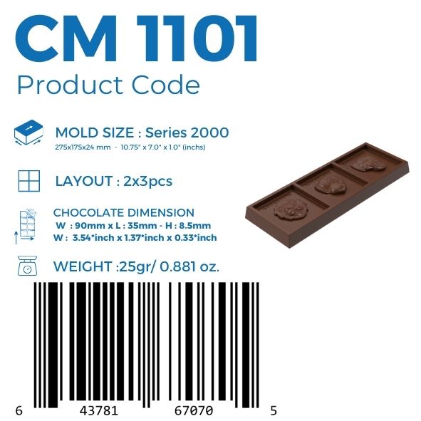 CM 1101 BAR ÇİKOLATA KALIBI - GREYAS CHOCOLATE MOULDS