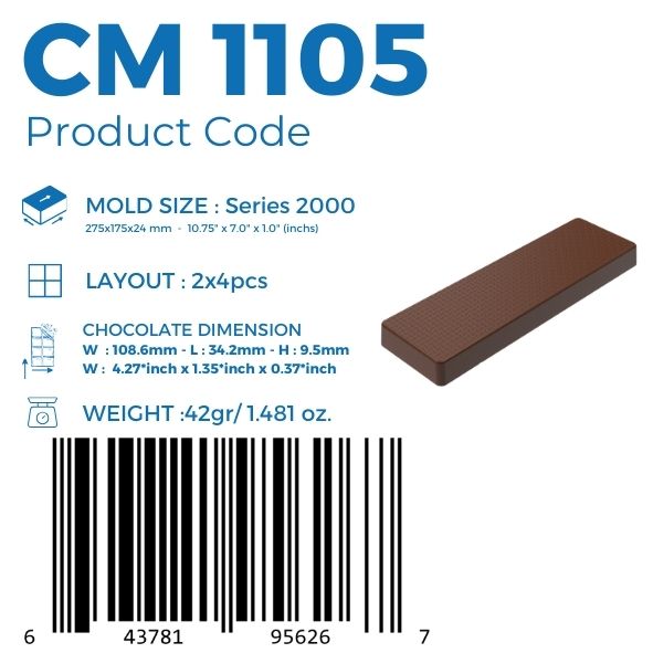 CM 1105 BAR ÇİKOLATA KALIBI - GREYAS CHOCOLATE MOULDS