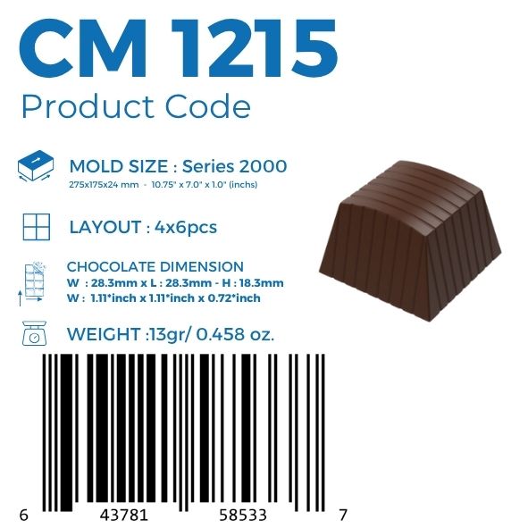 CM 1216 SQUARE 13gr PRALINE CHOCOLATE MOULD - GREYAS CHOCOLATE MOULDS