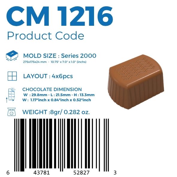 CM 1215 PRALINE 13gr CHOCOLATE MOULD - GREYAS CHOCOLATE MOULDS