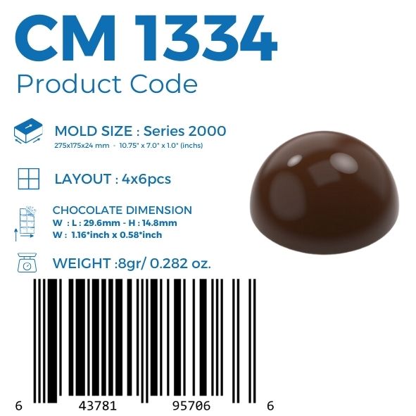 CM 1334 BONBON 8gr CHOCOLATE MOULD - GREYAS CHOCOLATE MOULDS