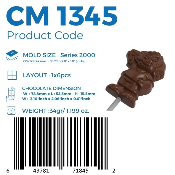 CM 1345 DOG LOLLIPOP 34gr CHOCOLATE MOULD - GREYAS CHOCOLATE MOULDS