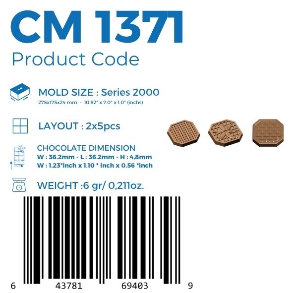CM 1371 CARAQUE LINE 6gr CHOCOLATE MOULD - GREYAS CHOCOLATE MOULDS