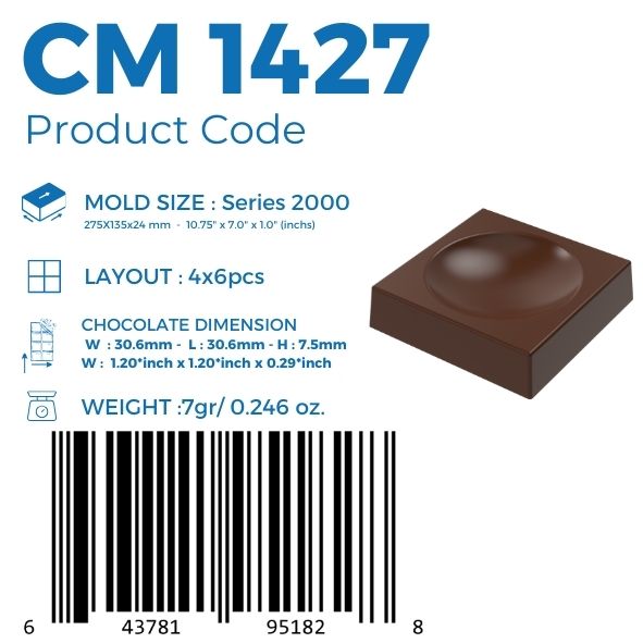 CM 1427 SQUARE 7gr CHOCOLATE MOULD