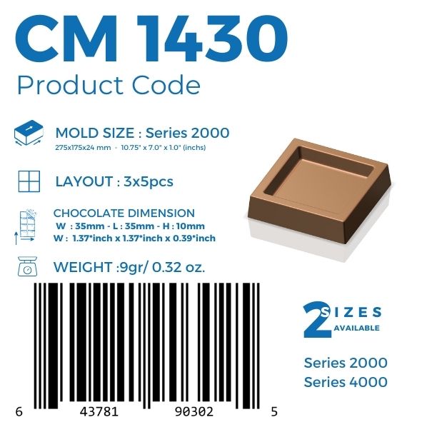 CM 1430 SQUARE 7gr CHOCOLATE MOULD