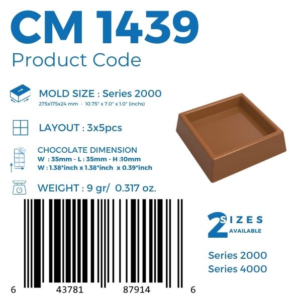 CM 1439 SQUARE 9gr CHOCOLATE MOULD