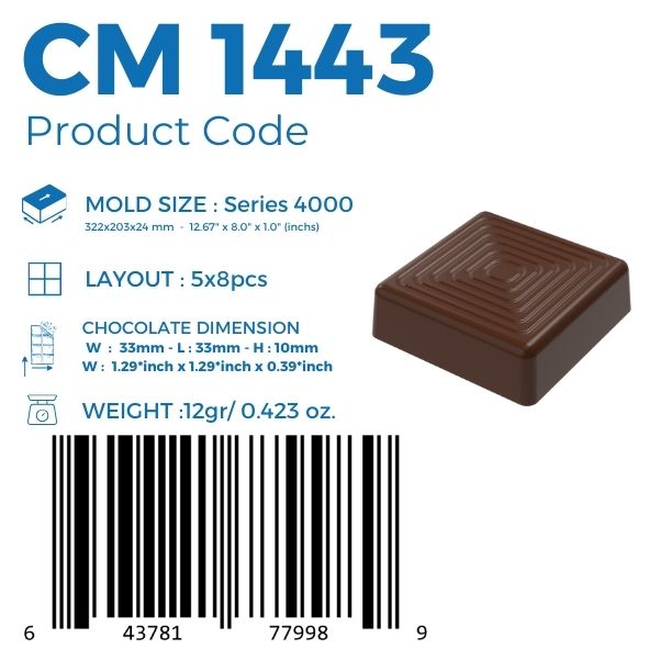 CM 1443 SQUARE LINE 12gr CHOCOLATE MOULD