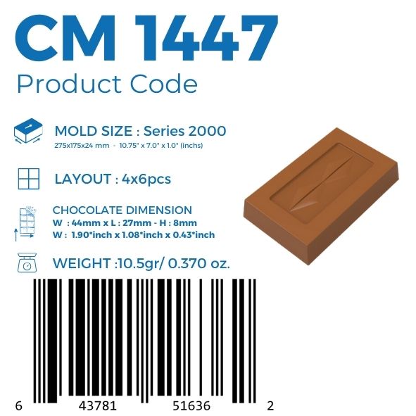 CM 1447 ARROW RECTANGULAR 10,5gr CHOCOLATE MOULD