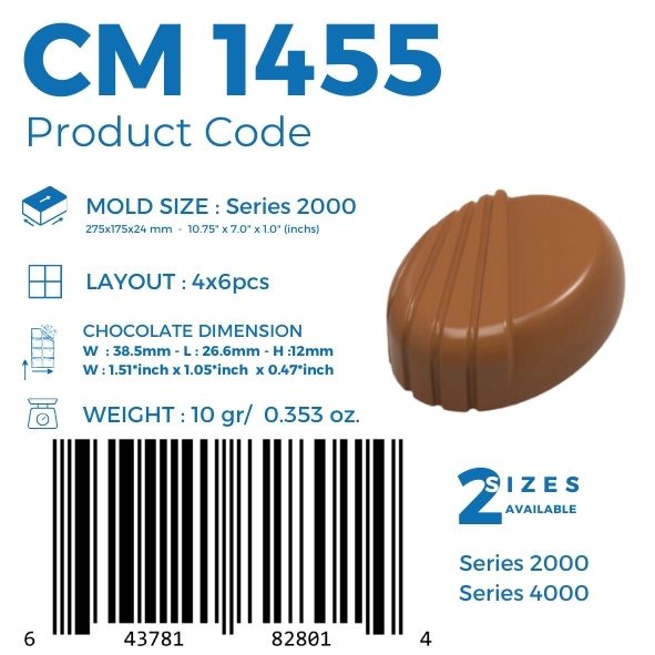 CM 1455 OVAL PRALINE CHOCOLATE MOULD