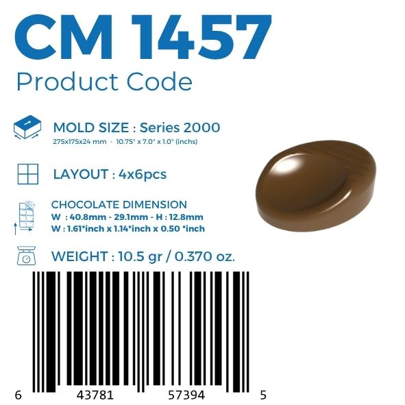 CM 1457 OVAL PRALINE CHOCOLATE MOULD