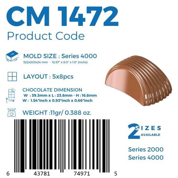 CM 1472 STRIPE PRALINE CHOCOLATE MOULD