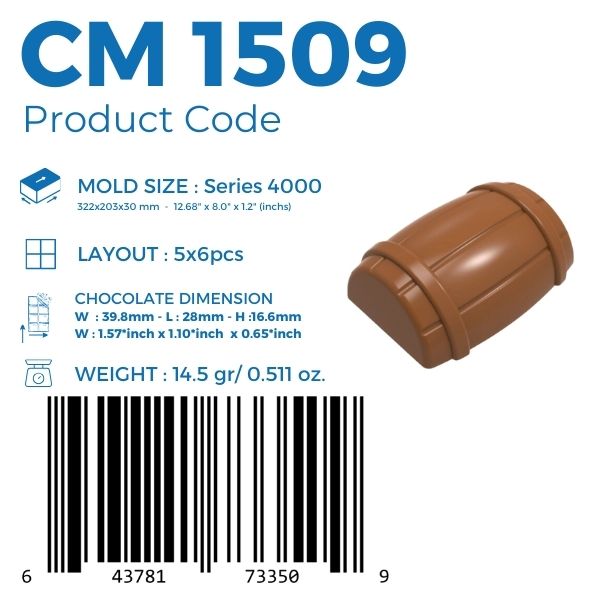 CM 1509 BARREL PRALINE CHOCOLATE MOULD