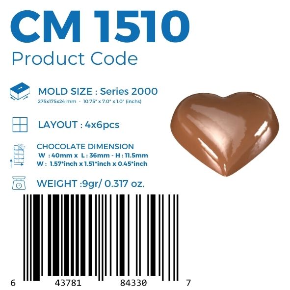 CM 1510 HEART PRALINE CHOCOLATE MOULD