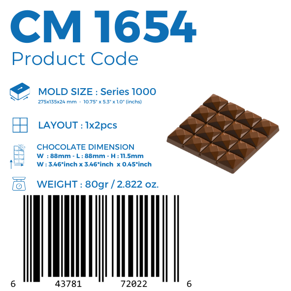 CM 1654 ENDÜSTRİYEL TABLET ÇİKOLATA KALIBI - GREYAS CHOCOLATE MOULDS