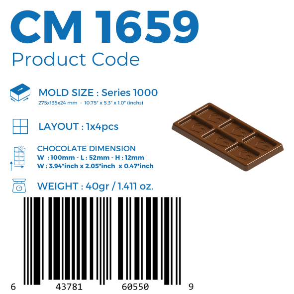 CM 1659 ENDÜSTRİYEL TABLET ÇİKOLATA KALIBI - GREYAS CHOCOLATE MOULDS