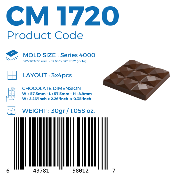 CM 1720 TABLET ÇİKOLATA KALIBI - GREYAS CHOCOLATE MOULDS