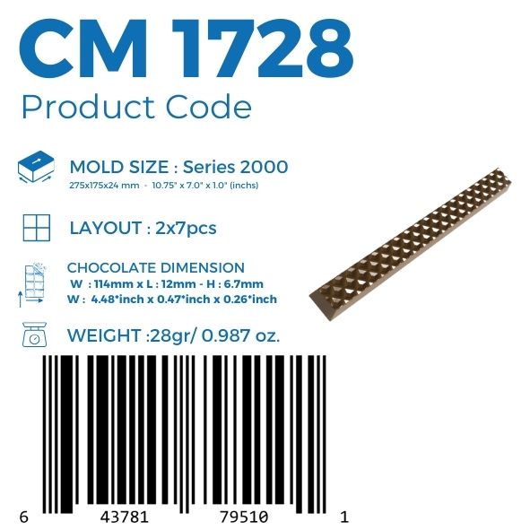 CM 1728 STIX STYLE BAR CHOCOLATE MOULD