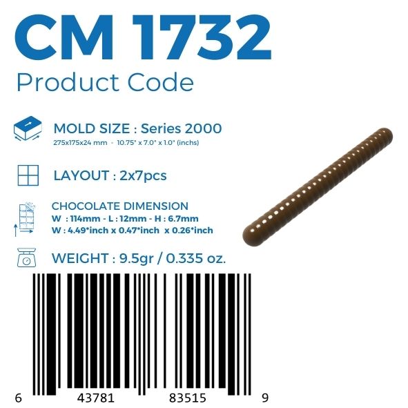 CM 1732 STIX STYLE BAR CHOCOLATE MOULD