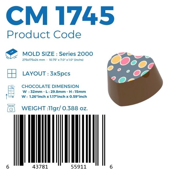 CM 1745 HEART TRANSFER CHOCOLATE MOULD