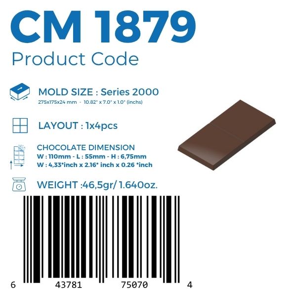 CM 1879 PLAIN 46,5gr. TABLET CHOCOLATE MOULD