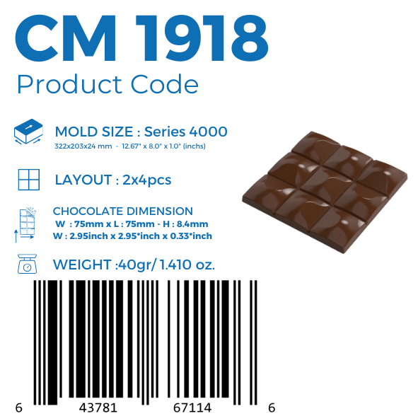 CM 1918 TABLET ÇİKOLATA KALIBI - GREYAS CHOCOLATE MOULDS