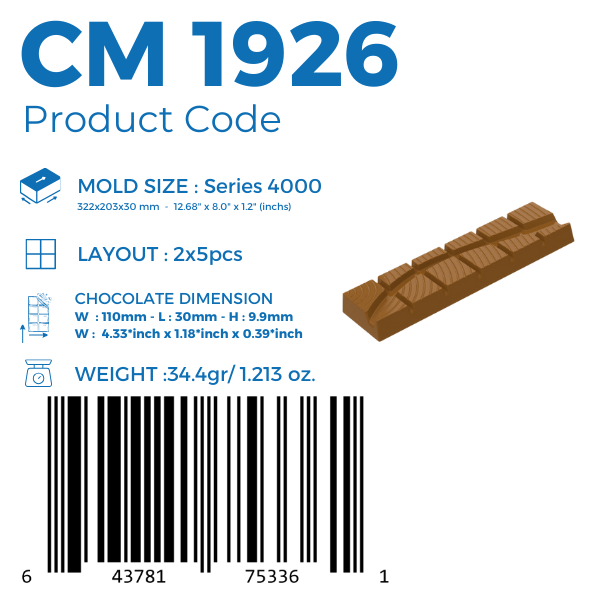 CM 1926 BAR ÇİKOLATA KALIBI - GREYAS CHOCOLATE MOULDS
