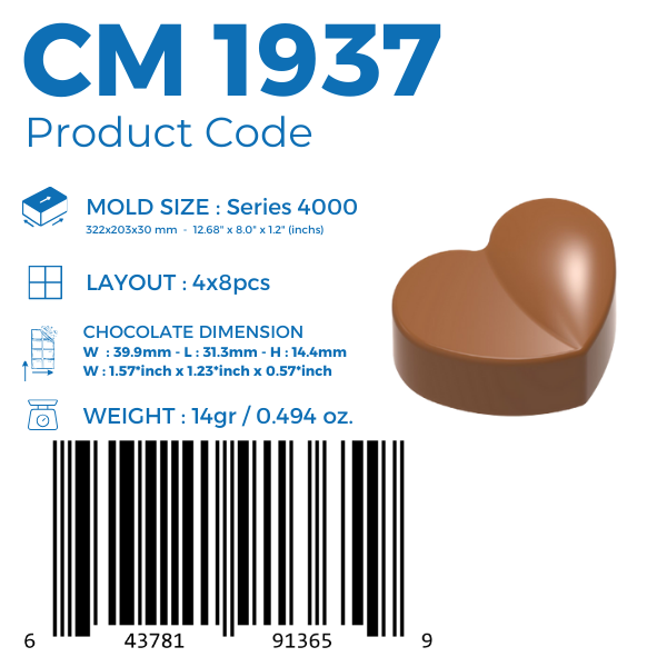 CM 1937 PRALİN ÇİKOLATA KALIBI - GREYAS CHOCOLATE MOULDS
