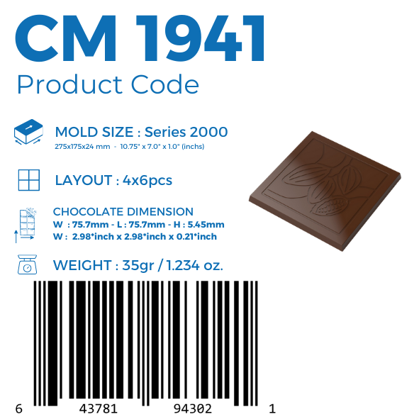 CM 1941 TABLET ÇİKOLATA KALIBI - GREYAS CHOCOLATE MOULDS