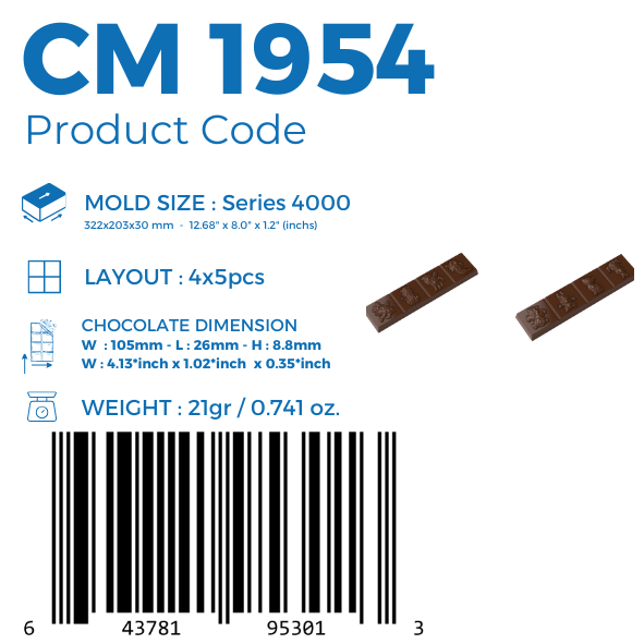 CM 1954 BAR ÇİKOLATA KALIBI - GREYAS CHOCOLATE MOULDS