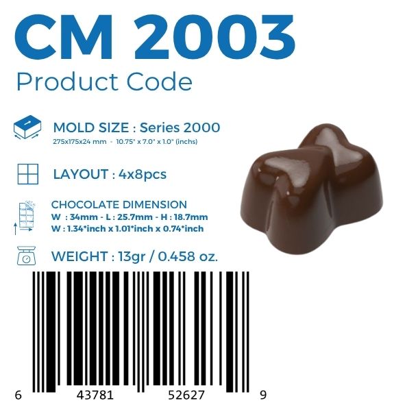 CM 2003 DOUBLE HEART PRALINE CHOCOLATE MOULD
