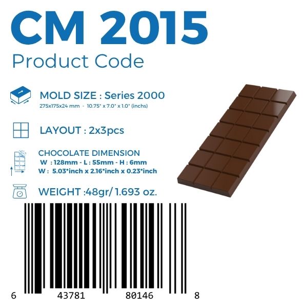 CM 2015 CLASIC TABLET 48gr CHOCOLATE MOULD - GREYAS CHOCOLATE MOULDS