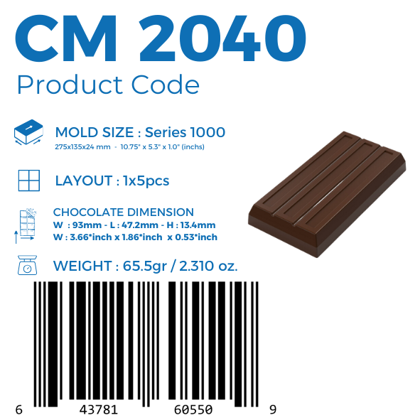 CM 2040 ENDÜSTRİYEL TABLET ÇİKOLATA KALIBI - GREYAS CHOCOLATE MOULDS